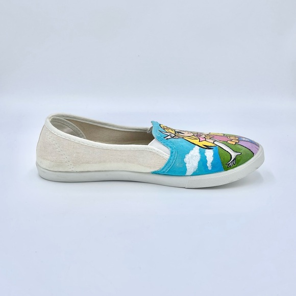 RARE Legend of Zelda Wind Waker Custom Painted Canvas Slip On Shoes Women’s Sz 8 - Picture 8 of 14